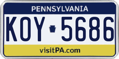 PA license plate KOY5686