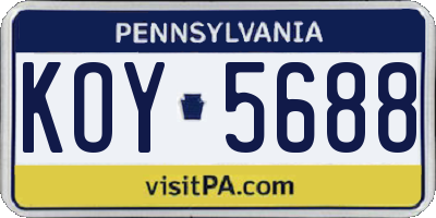 PA license plate KOY5688