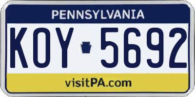 PA license plate KOY5692