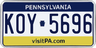 PA license plate KOY5696