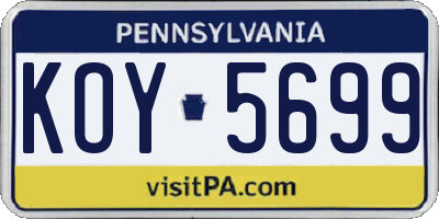 PA license plate KOY5699