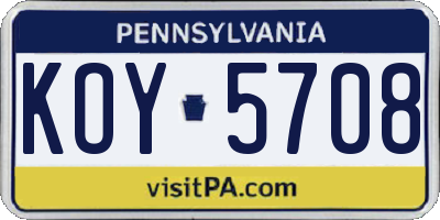 PA license plate KOY5708
