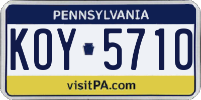 PA license plate KOY5710