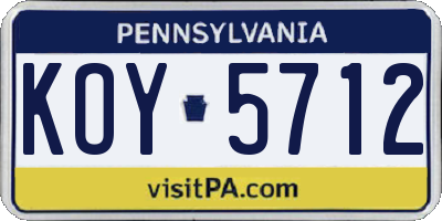PA license plate KOY5712