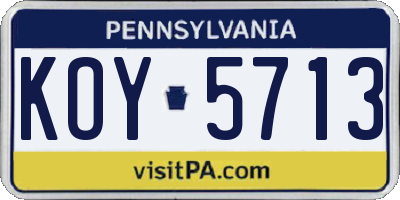 PA license plate KOY5713