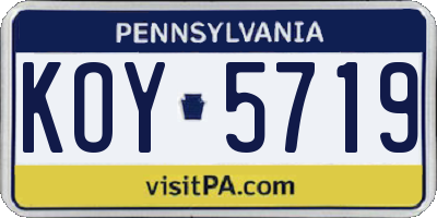 PA license plate KOY5719