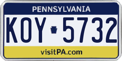 PA license plate KOY5732