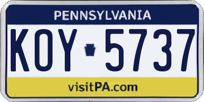 PA license plate KOY5737