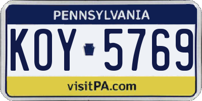 PA license plate KOY5769
