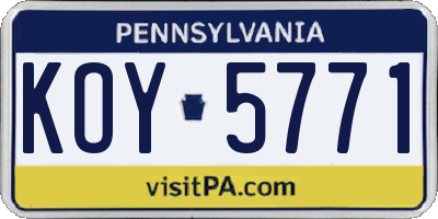 PA license plate KOY5771