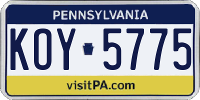 PA license plate KOY5775