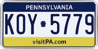 PA license plate KOY5779