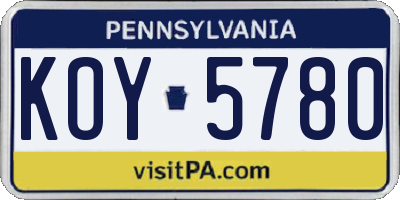 PA license plate KOY5780