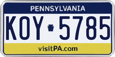 PA license plate KOY5785