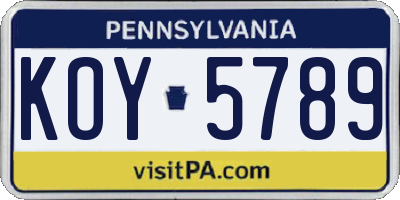PA license plate KOY5789