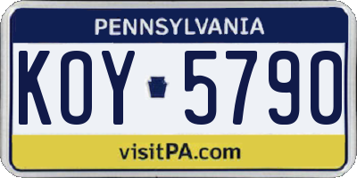 PA license plate KOY5790