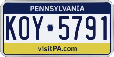 PA license plate KOY5791