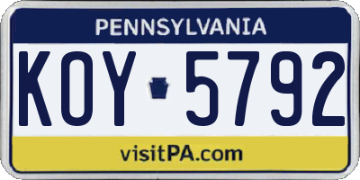 PA license plate KOY5792