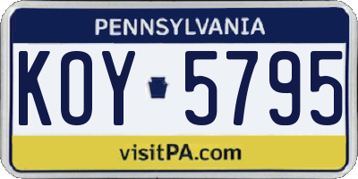 PA license plate KOY5795