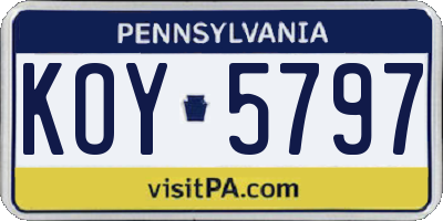 PA license plate KOY5797