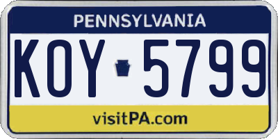 PA license plate KOY5799