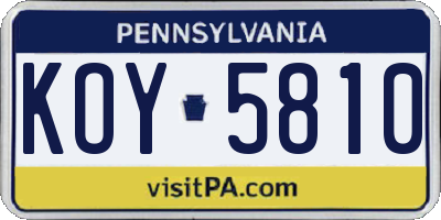 PA license plate KOY5810