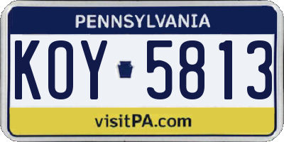 PA license plate KOY5813