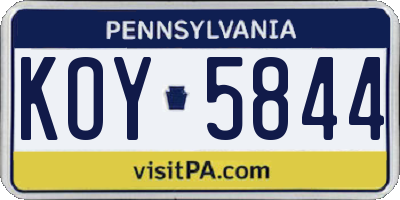 PA license plate KOY5844
