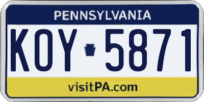 PA license plate KOY5871
