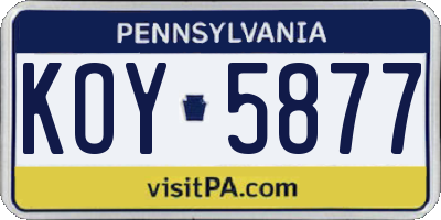 PA license plate KOY5877