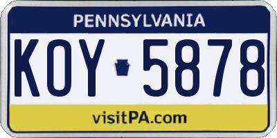 PA license plate KOY5878
