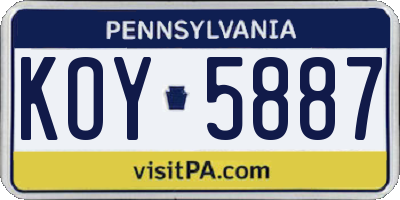 PA license plate KOY5887