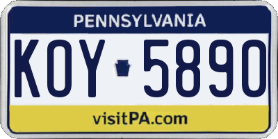 PA license plate KOY5890