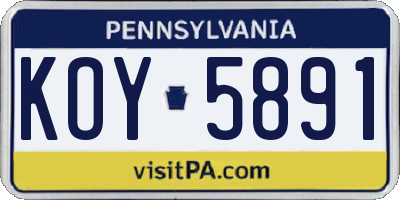 PA license plate KOY5891