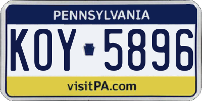 PA license plate KOY5896