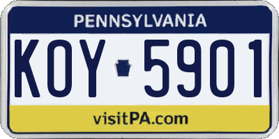 PA license plate KOY5901
