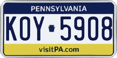 PA license plate KOY5908