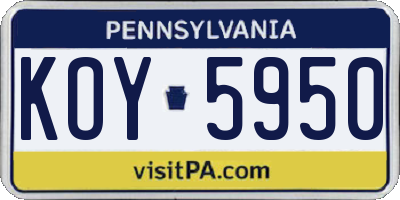 PA license plate KOY5950