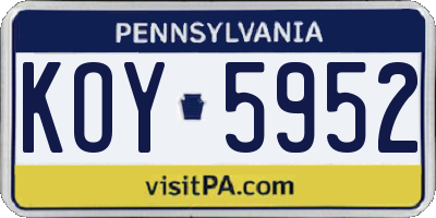 PA license plate KOY5952
