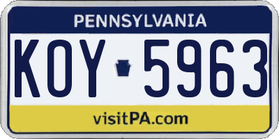 PA license plate KOY5963