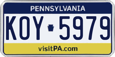 PA license plate KOY5979