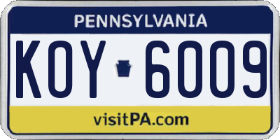 PA license plate KOY6009
