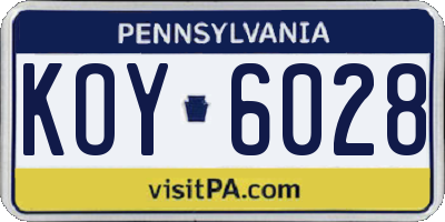 PA license plate KOY6028