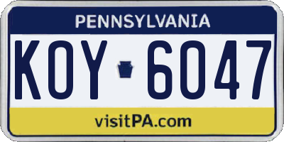 PA license plate KOY6047
