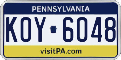 PA license plate KOY6048