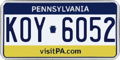 PA license plate KOY6052