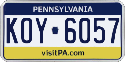 PA license plate KOY6057