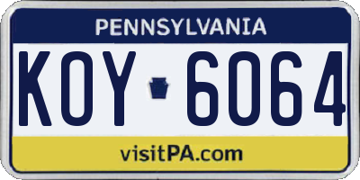 PA license plate KOY6064