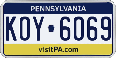 PA license plate KOY6069
