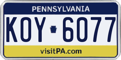 PA license plate KOY6077